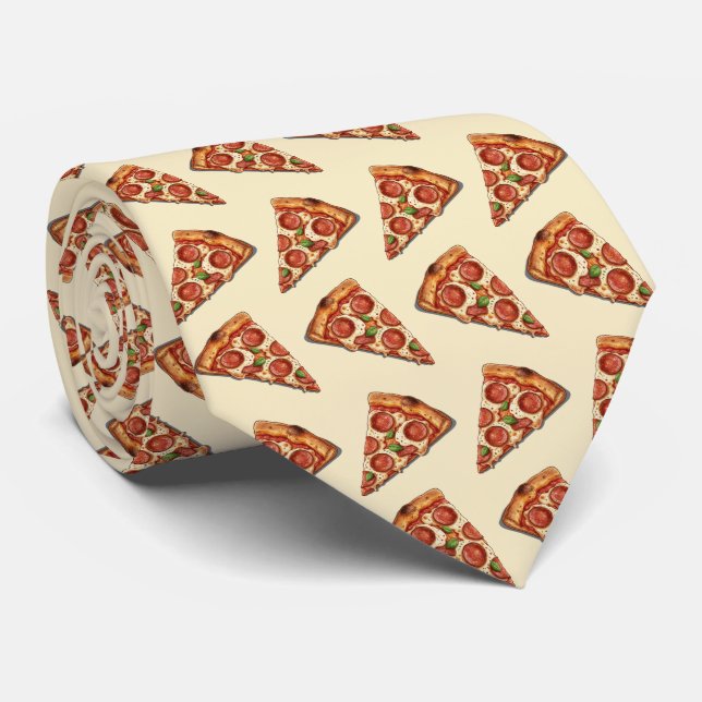 Cravate Un motif de tranche de pizza (Roulé)