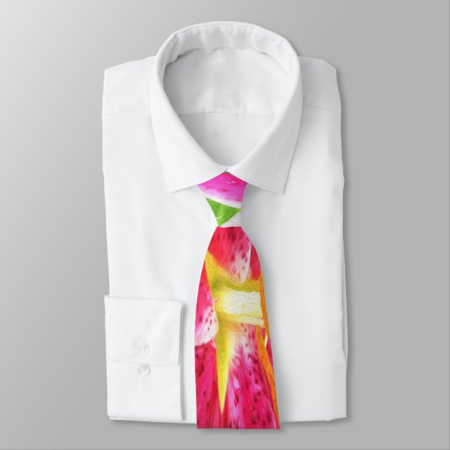 Cravate Un stargazer rose assez profond Lily sur Lime Gree (Attaché)
