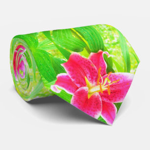 Cravate Un stargazer rose assez profond Lily sur Lime Gree
