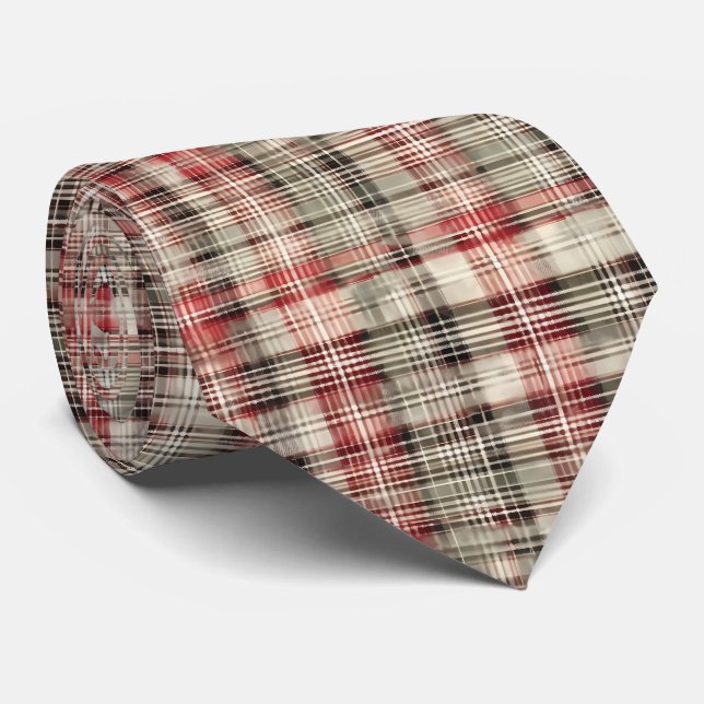 Cravate Un Tartan de Noël Floral Design Series #2 (Roulé)