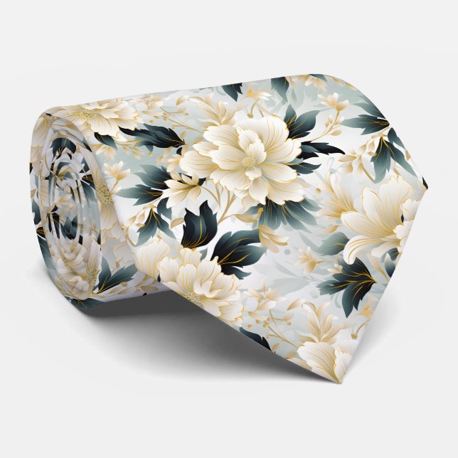 Cravate Une conception de série florale de mariage 7 (Roulé)