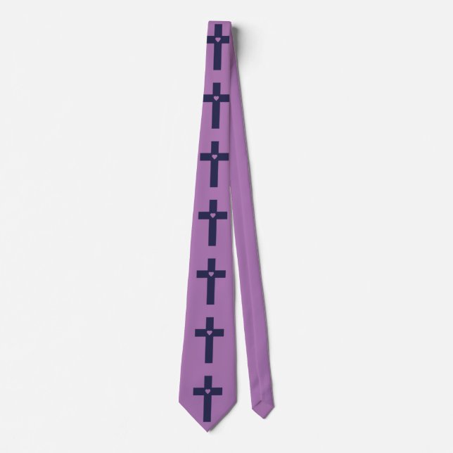 Cravate Une croix avec un cœur d'amour sacré (Devant)
