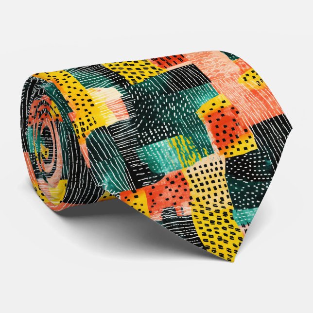Cravate Une peinture abstraite de différentes couleurs et  (Roulé)