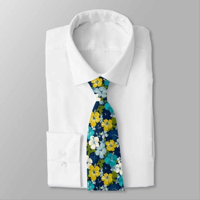 Cravate Unique Témoin Tropical Floral (Attaché)