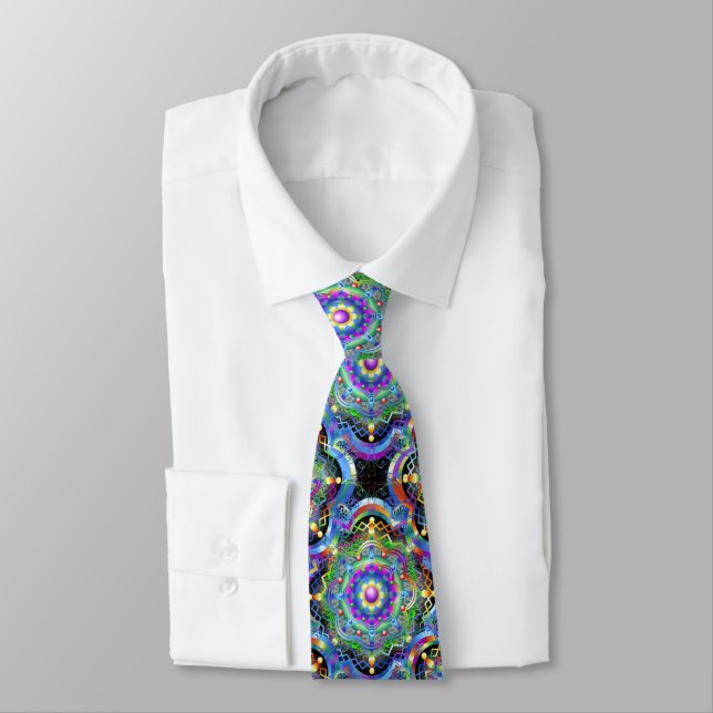Cravate Univers Mandala Couleurs Psychédéliques (Attaché)