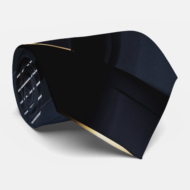 Cravate Urban Sophistication - negro carbón, grises y oro (Roulé)