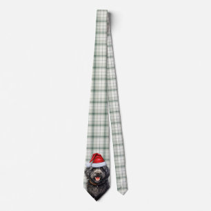 Cravate Vacances Barbet Chien Vert Plaid Noël