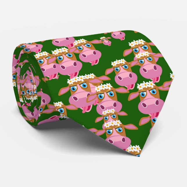Cravate Vache fille rose mignonne (Roulé)