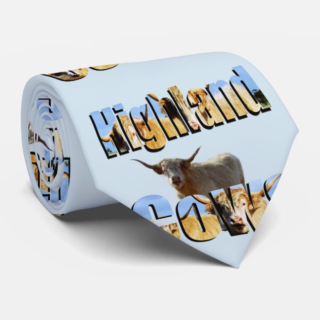 Cravate Vache Highland Avec Vaches Highland Logo D'Image, (Roulé)