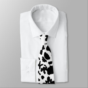 Cravate Vache Noire Et Blanche Cacher Motif De Fourrure