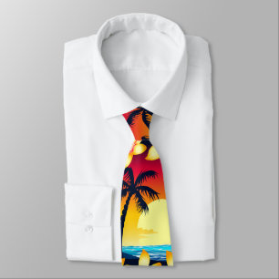 Cravate Vague bleue au lever de soleil