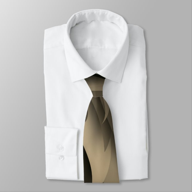 Cravate Vague d'art moderne brun et beige (Attaché)