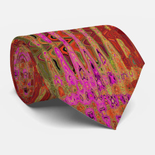 Cravate Vagues atomiques rétro abstraites groovy rose chau
