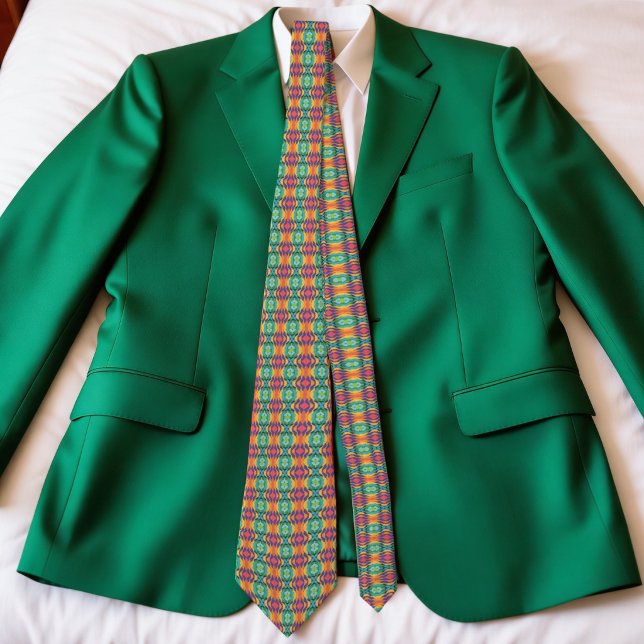 Cravate Vagues Colorées Et Diamants (Hand‑drawn diamonds, bold colors, and a retro twist. This tie is anything but ordinary.)