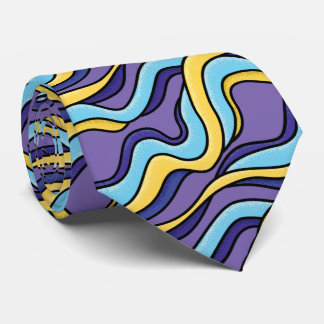 Cravate Vagues colorées Funky Rétro Motif moderne