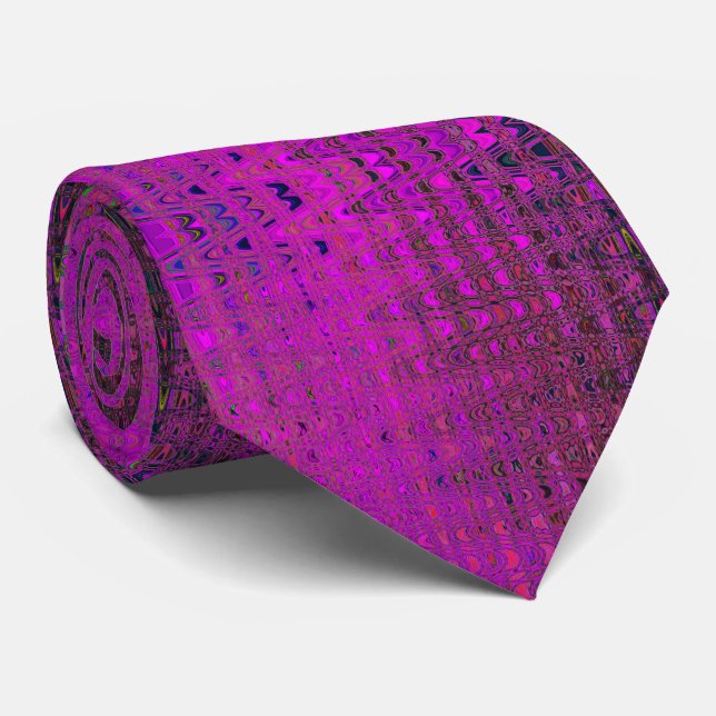 Cravate Vagues de Boomerang Rétro Magenta Abstraites (Roulé)