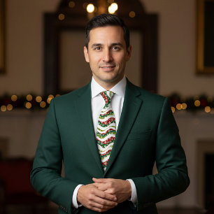 Cravate Vagues et flocons de Noël 