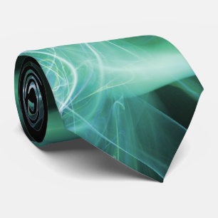 CRAVATE VAGUES FRACTALES ET ÉPAULES EN NOIR BLEU TURQUOISE