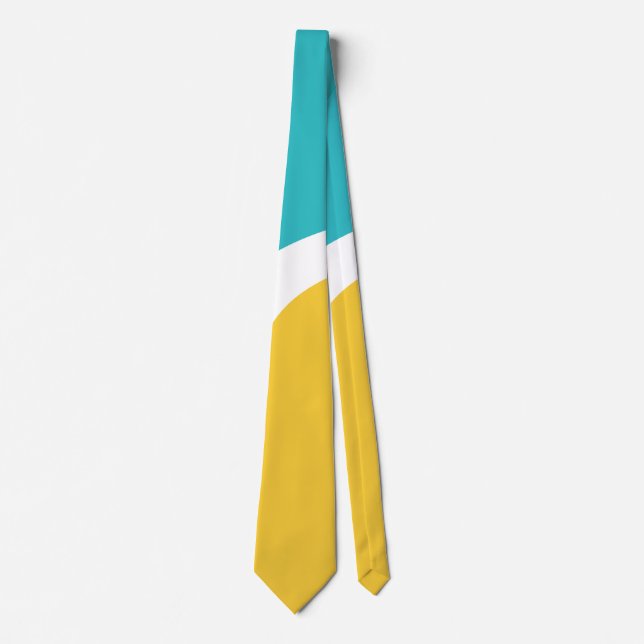 Cravate Vagues simples 3 - Turquoise et Jaune (Devant)