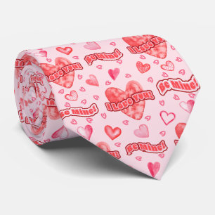 Cravate Valentine's Hearts I Love You Be Mine Motif
