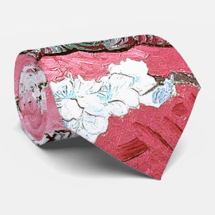 Cravate Van Gogh Almond Blossoms rose Bleu