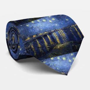 Cravate van Gogh, "Starry_Night_Over_the_Rhone" sur le che