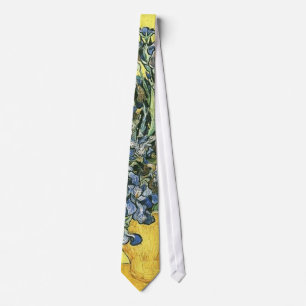 Cravate Vase avec iris fond jaune