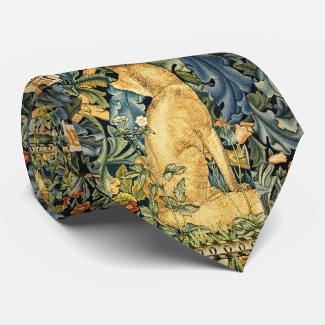 CRAVATE VERDURE, ANIMAUX FORESTIERS, FOX ET LIVRE, FLORAL  (Roulé)