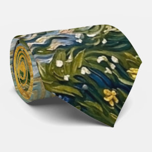 Cravate Verger d'amandiers dans le style de Van Gogh, flor