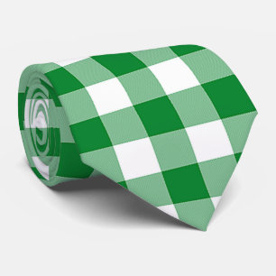 Cravate Vérifications de buffle vert blanc moderne à carre