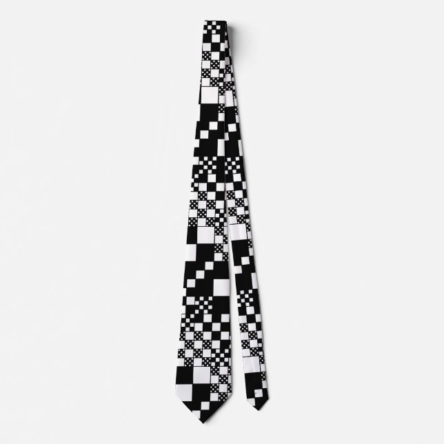 Cravate Vérifié, Chèques - noir et blanc (Devant)