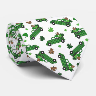 Cravate Vert à carreaux jour de la Saint-Patrick Camion Fe