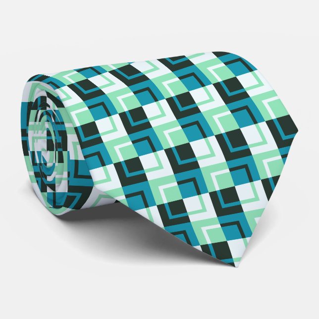 Cravate Vert bleu turquoise Motif Turquoise (Roulé)