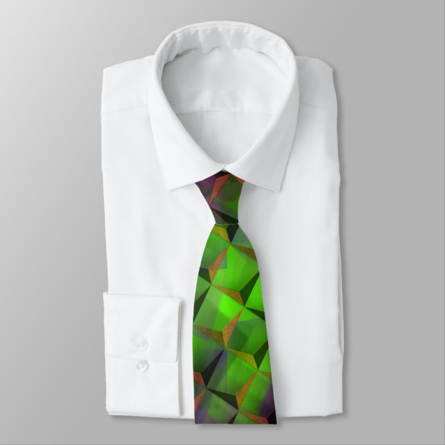 Cravate Vert brunâtre et 3D ou triangles (Attaché)