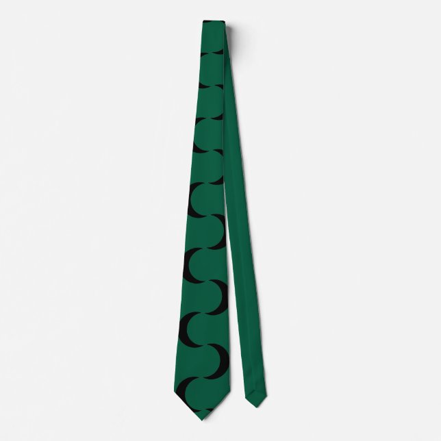 Cravate Vert chasseur, motif noir (Devant)