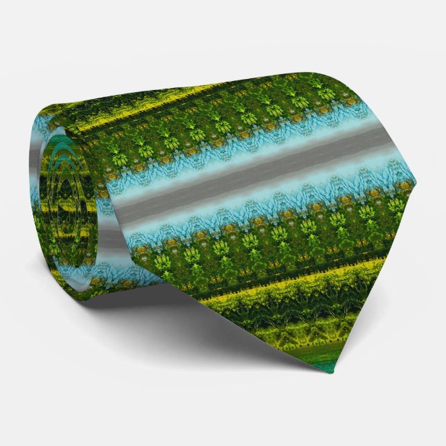 Cravate Vert chaux turquoise et bleu (Roulé)