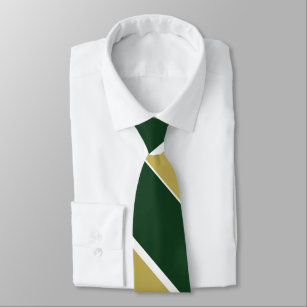 Cravate Vert et large rayure d'université d'or