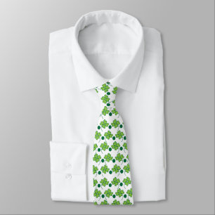 Cravate Vert Fleur à quatre feuilles pour la Saint-Patrick