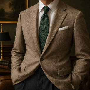 Cravate Vert forêt Champagne Heritage Jacquard