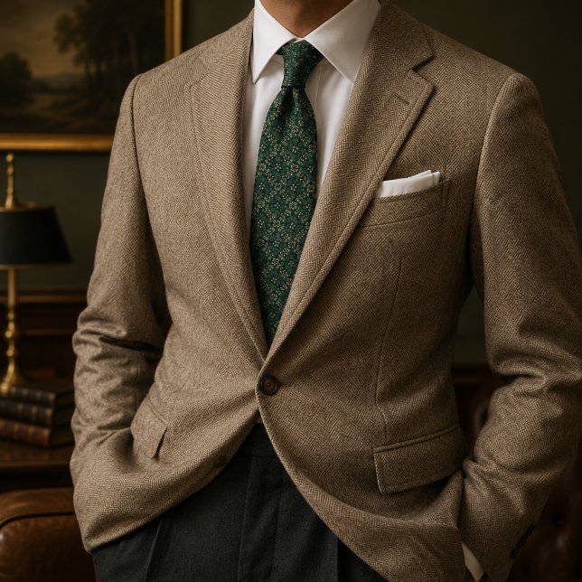 Cravate Vert forêt Champagne Heritage Jacquard (Créateur téléchargé)