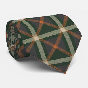 Cravate Vert forêt et tartan charbon moderne atténué