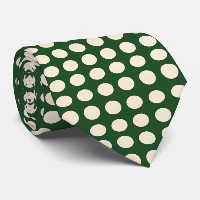 Cravate Vert Ivoire Couleur Polka Dot (Roulé)