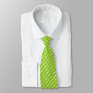 Cravate Vert Jaune avec Pinstripes blanches ivoire