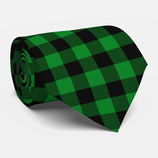 Cravate Vert Kelly Buffalo carreaux (Roulé)