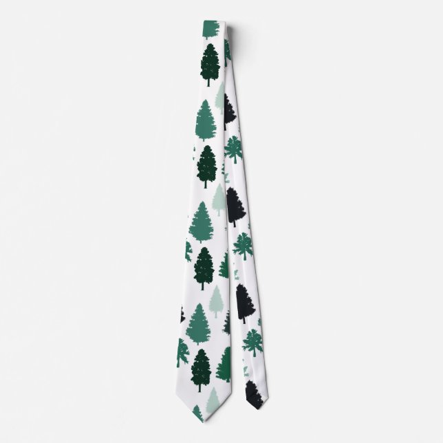 Cravate Vert Motif Pine Tree (Devant)