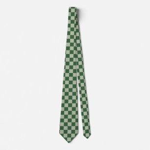 Cravate Vert mousse et damier vert sauge clair