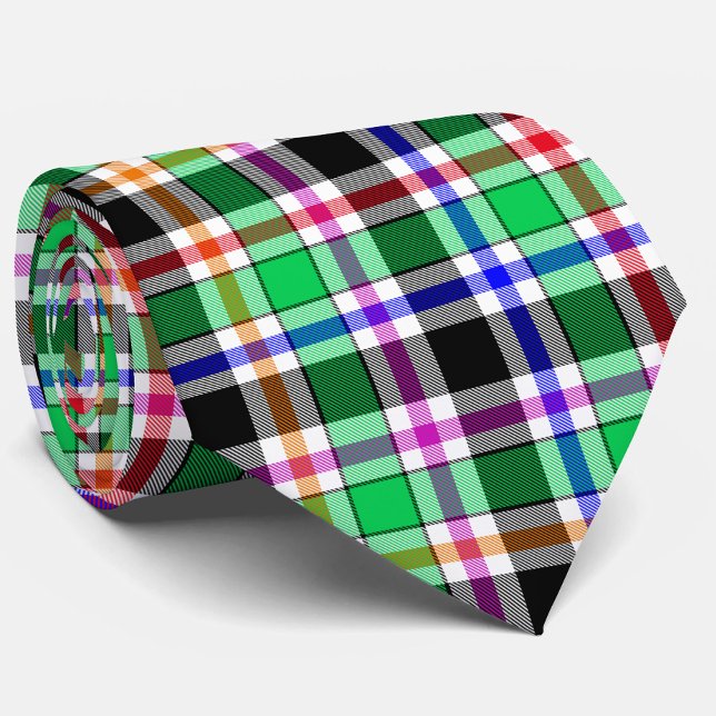 Cravate Vert Noir Multicolore Flanelle Carreaux Tartan (Créateur téléchargé)