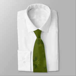 Cravate Vert olive à motif floral dépareillé