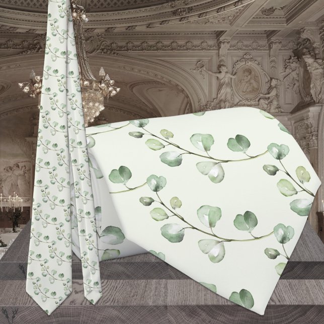 Cravate Vert sauge eucalyptus verdure mariage élégant (Créateur téléchargé)