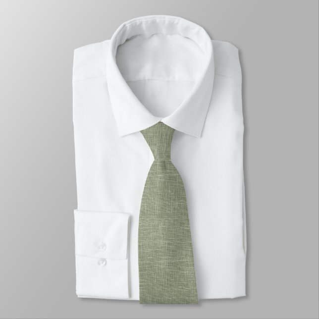 Cravate Vert sauge Faux Lin Aspect Mariage Marié Garçons d (Attaché)